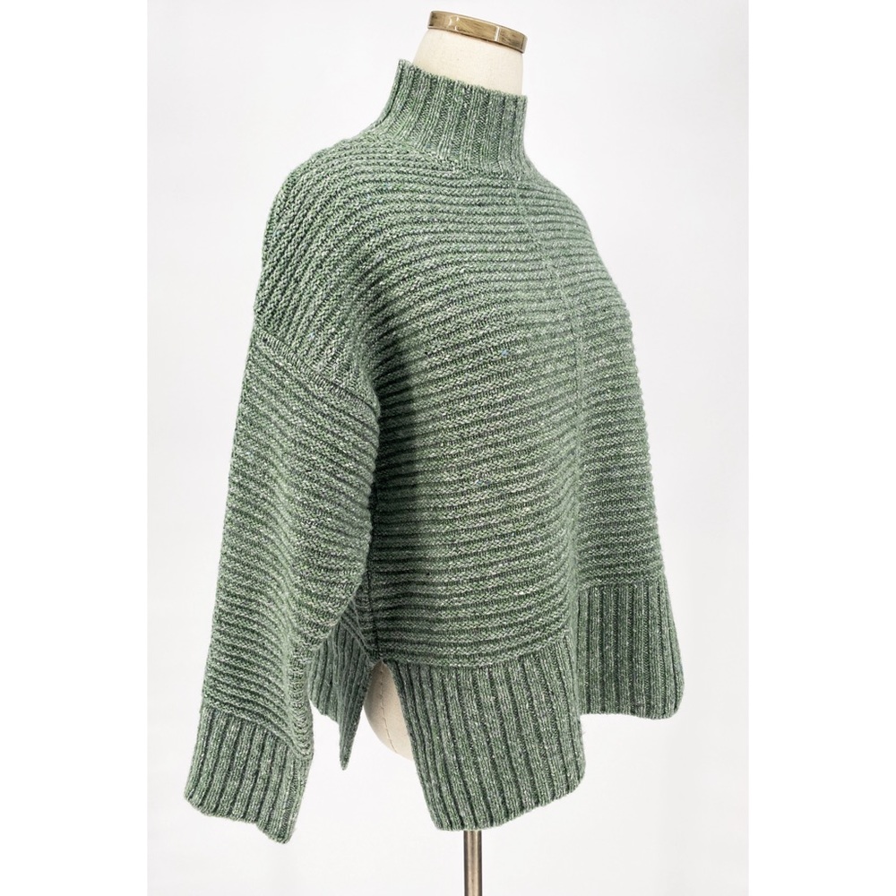 IRELANDS EYE | Iris Funnel Neck Wool-Cashmere Blended Sweater in Green | S - Picture 3 of 14